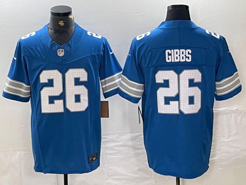 Custom Men Detroit Lions Blue Three generations 2024 Nike Vapor F.U.S.E. Limited NFL Jersey